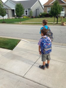 My two boys getting on the bus for the first day of school 2015.